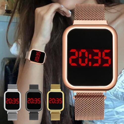2020 New Student Personality Square Sports Electronic Watch Men Women LED Alloy With Magnet Buckle Couple digital Clocks Parejas