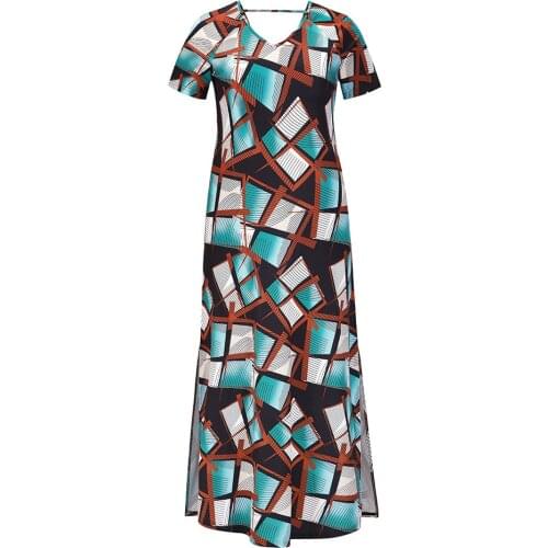 Loose and Lazy V-neck Open Back Printed Dress Floor-Length Leopard Dresses Women