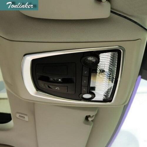 Tonlinker 1 PCS DIY NEW Stainless Steel Front Reading Lights Box Cover Case Stickers for Bmw 5 I Series X3 X4 2014-15