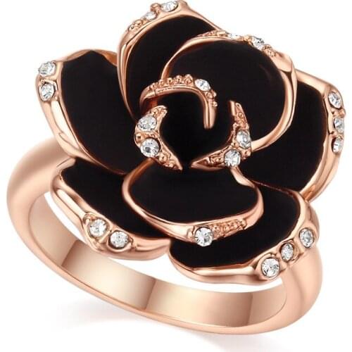 REAL GOLD JEWELRY ZIRCON DIAMOND RING FOR WOMEN ENGAGEMENT PARTY WEDDING RINGS FLOWER SHAPE RHINESTONE RING FINE JEWELRY GIFT