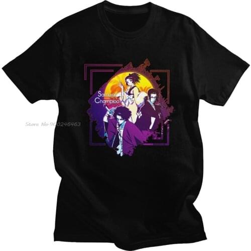 Streetwear Mens Samurai Champloo T Shirt Adult Short Sleeves Cotton T-shirt Graphic Manga Anime Mugen Fuu Jin Tee Fans Clothing