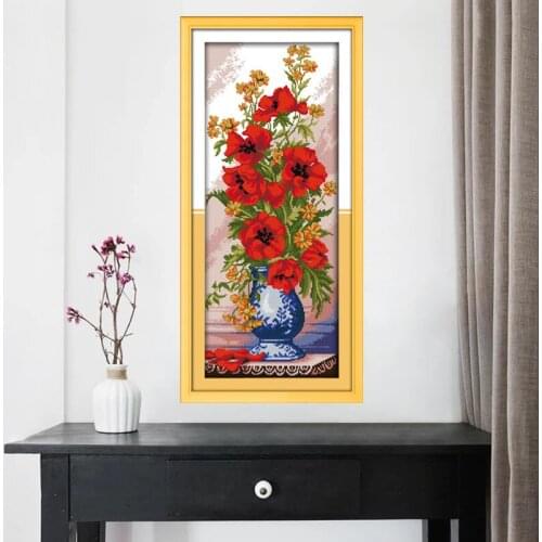 Sunflower vase Oil painting Printed Canvas Cross Stitch Kit Home Decore DMC Embroidery Needlework Cross-stitch set Handmade