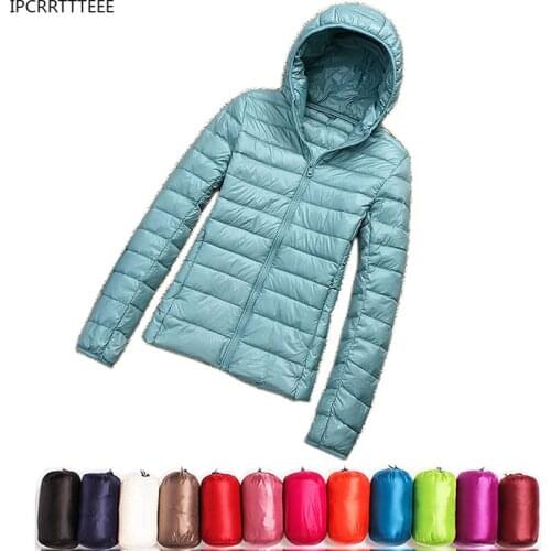 2020 New Casual 90% Ultra Light White Duck Down Jacket Women Autumn Winter Warm Coat Lady Plus Size Jackets Female Hooded Parka