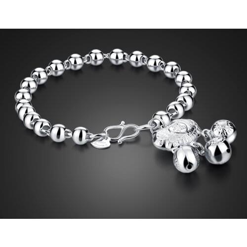 Fashion Vintage Lock Bracelet 100% 925 Sterling Silver Ball Bracelet For Woman Simple National Style Bangle Fine Jewelry Gift