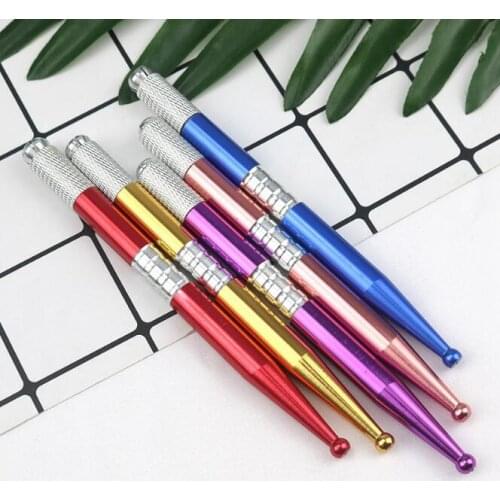 100Pcs/Lot Handmade Metal Eyebrow Embroidered Pen Edge Semi-Permanent Eyebrow Fog Tattoo Pen Tattoos Body Painting HA2079