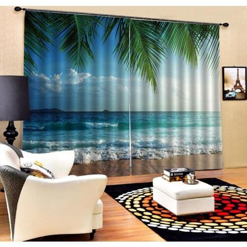 2Pcs/Set beach waves curtains window curtains for living room bedroom blackout curtains