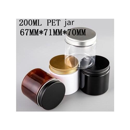 24pcs/lot 200G 200ml Plastic Jar Cosmetic Cream Jar Plastic Pot Aluminum Lid Plastic Cap PET Container Empty Food Packing Cans
