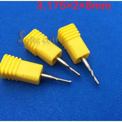 3PCS AAA Shank Dia 1/8" 2mm Cutting CNC Router Single Flute Spiral Bit Milling Tool CEL 8mm