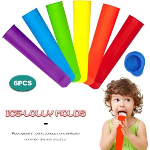 6pcs Silicone Popsicle Makers Summer Ice Cream Stick Mold Lolly Mould DIY Kitchen Tool