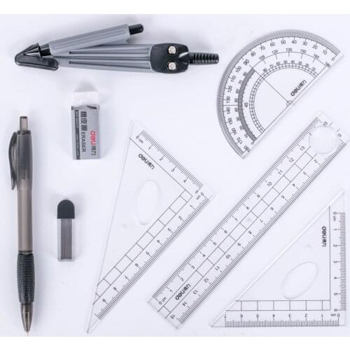 8Pcs/Set New Drawing Compass Ruler Kit Students School Stationery Examination Math Learning Tools Gifts