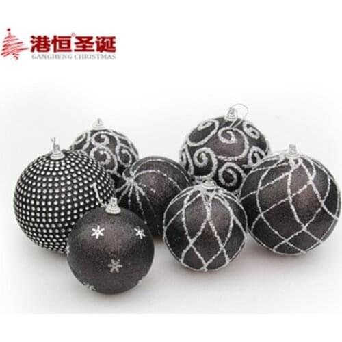 8CM Black Christmas Ball with Rhinestone Mall Hotel Christmas Tree Decoration Pendant Foam Painted Ball