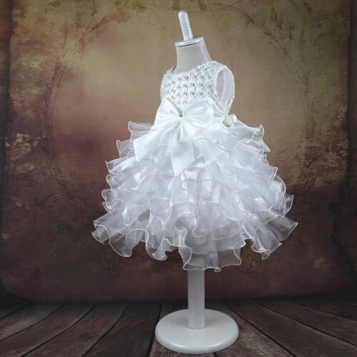 White Baby Flower Girl Dresses for Weddings Party Prom Flowergirl Kids Pageant Dresses for Girls First Communion Dresses