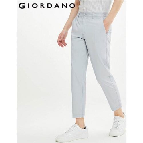 Giordano Men Pants Lightweight Cool Stretchy Slim Pants 4 Layer Waistband Mulit-Pocket Ankle Length Pantalones Hombre 01121347