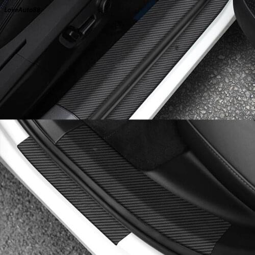 Interior Exterior Threshold Door Sill Carbon Fiber Leather Decoration Welcome Pedal For Mazda CX5 CX-5 2017 2018 2019 2020 2021