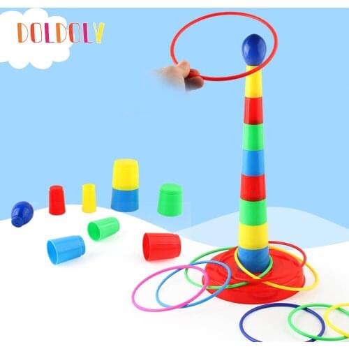 DOLDOLY Children Outdoor Fun Toy Sports Circle Ferrule Stacked Layers Game Parent-Child Interactive Ferrule Throwing Game Gift