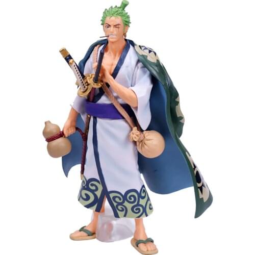 One Piece Kimono Roronoa Zoro Action Figure Model 28cm Anime Statue Exquisite Standing Figma Collection Toy Desktop Decoration
