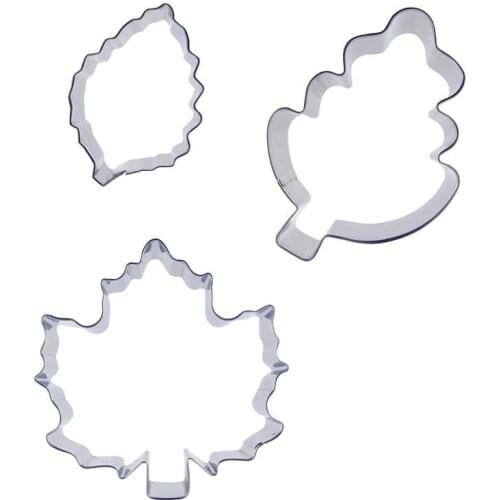 Leaf shape 3 piece biscuit cutting molds, vegetable cutting, baking tools, cake decorating soft candy tools