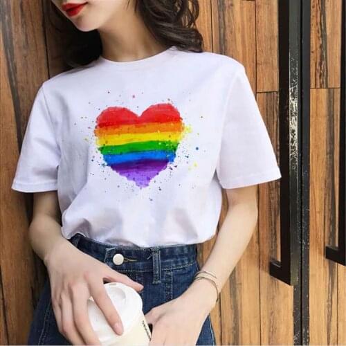 Womens T-shirts Color graphics t shirt Love Is Love Print T Shirt Ladies Streetwear Fashion Short Sleeve Tops Female Oversize