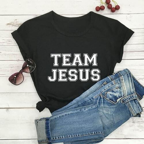 Team Jesus Print 100%Cotton Women Tshirt Unisex Funny Summer Casual Short Sleeve Top Christian Shirt Faith Tee Team Worker Tee