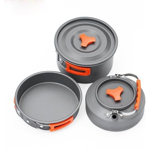 2-3 person camping pot with teapot outdoor set Aluminum Alloy Outdoor Tableware Cookware Teapot Cooking Tool for Picnic BBQ