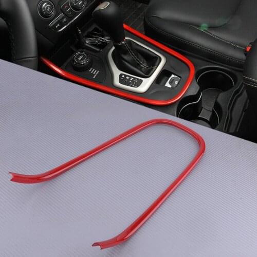 Red ABS Car Center Console Gear Shift Box U-shape Panel Cover Trim Fit for Jeep Cherokee 2014 2015 2016 2017 2018 2019