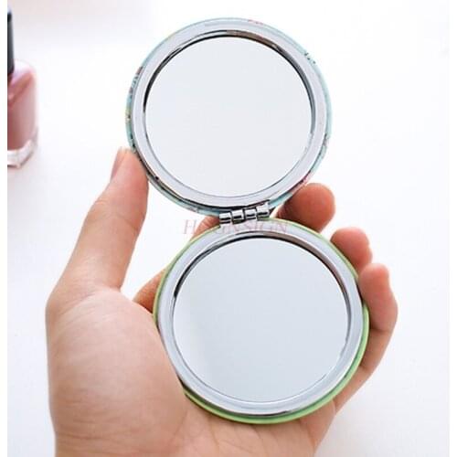 Small Mirror Fashion Leather Mirror Ladies Carry-on Makeup Mirror Mini Portable Folding Small Mirror Double Mirror Sale