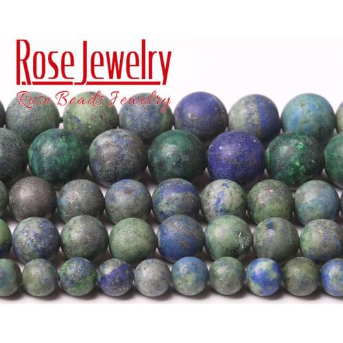Dull Polish Matte Natural Lapis Lazuli Chrysocolla Azurite Beads Round Stone Beads ForJewelry Making DIY Bracelets 4 6 8 10 12MM
