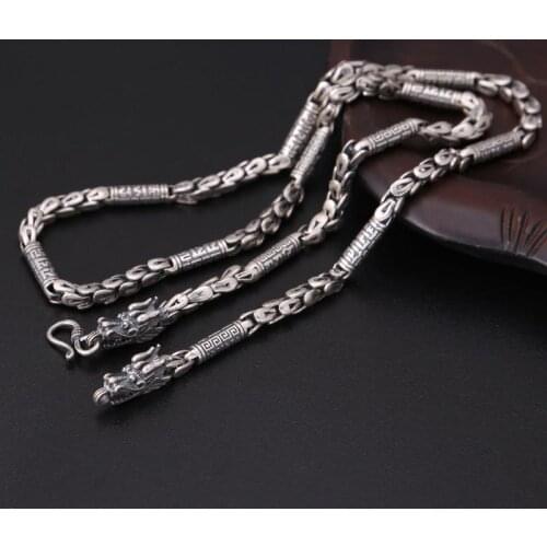 New Domineering Faucet Silver Necklace Mens Retro Style Fashion 6mm Thick Trend Jewelry Accessories