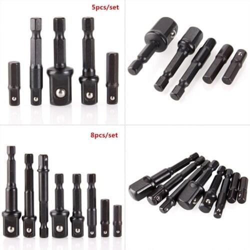 5pcs/8pcs 1/4" Hex Shank To Impact Driver Drill Bits Bar Socket Connector Set Hex Shank Steel Ball Socket Bit Connector Set