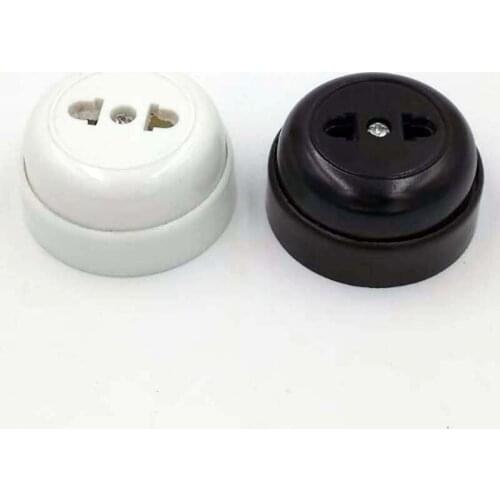 10PCS 250V10A CircularRetro Wall Switches Electrical Socket Surface Mounted Two-holes Outlet Socket Strip Old Single