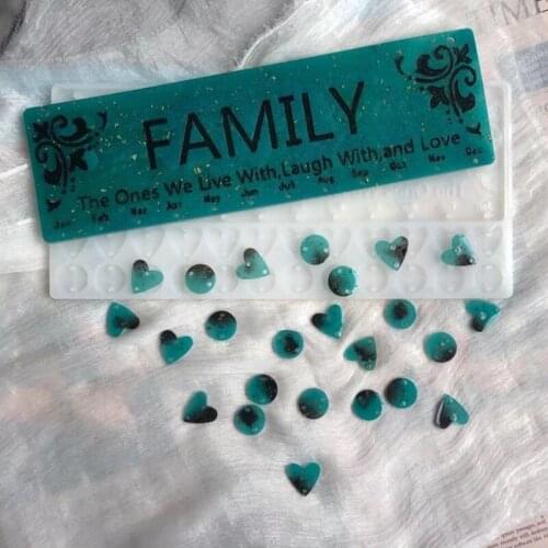 Love Heart Pendant Wall Calendar Listed Silicone Mould DIY Crafts Decorations Ornaments Casting Tools Crystal Epoxy Resin Mold