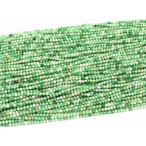 Natural Chinese Green Stone Jades Chalcedony 2mm 3mm Round Spacers Loose Beads Diy Jewelry Findings Accessories 15inch B408