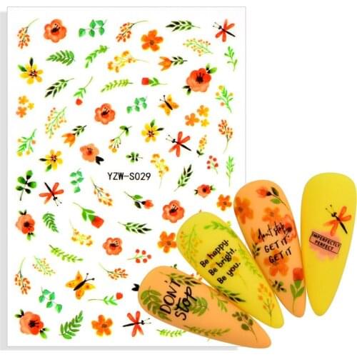 2021 New Nail Sticker Simple Leaf Flower Transfer Stickers Abstract Lady Face Origami Animals Slider for Manicure Nail Art Decal
