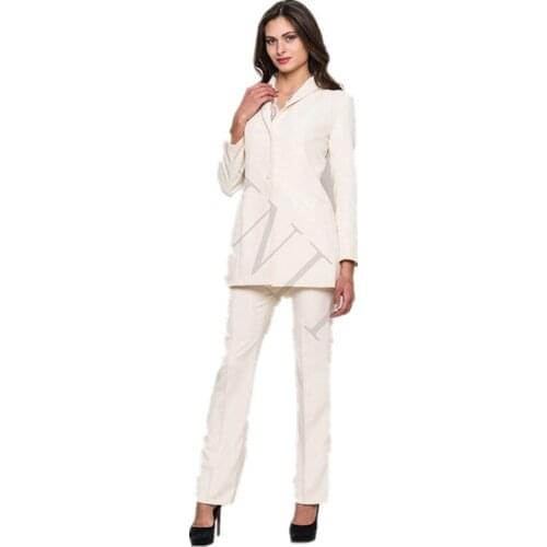 New Designs Women Business Suits Ivory Blazer For Work Wear Ladies Formal Pant Suit Office Uniform Female Trouser Suit Custom