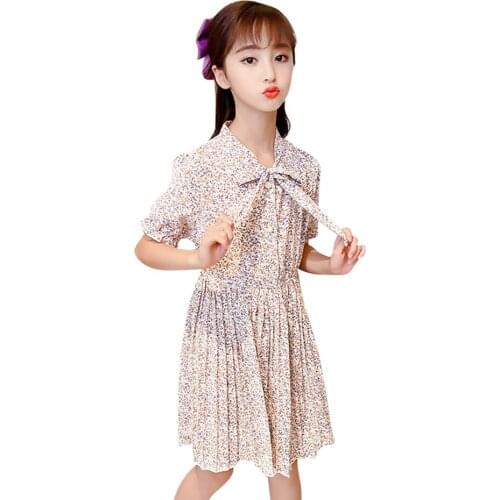 Girl Dress Floral Pattern Girl Dress Summer Party Dress For Children Casual Style Childrens Clothing 6 8 10 12 14