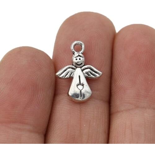 30pcs Antique Silver Plated Angel Charms Pendants for Jewelry Making Bracelet DIY Accessories 18x13mm