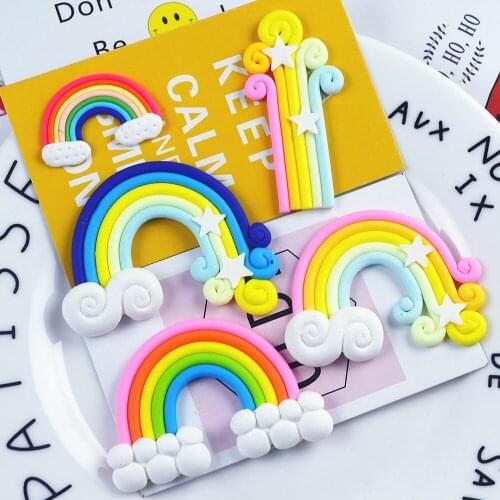 QIBUMAY Kawaii Rainbow Silicone Rubber Flatback Cabochon DIY Hairbows Centers Jewelry Making Accessories Phone Decoration Crafts