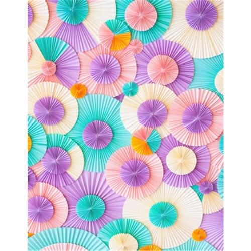 TR Vinyl Backdrops for Photography Blue Purple and Pink Paper Flowers Background for Child Digital Printed Photo Studio Backdrop