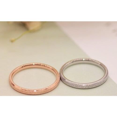 YUN RUO 2020 Rose Gold Colors 2 MM Fine Frosted Ring for Woman Man Wedding Jewelry 316L Stainless Steel Prevent Fade in Bath