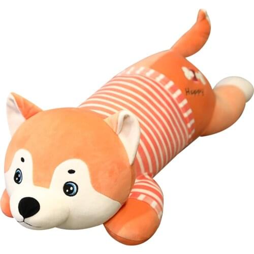 1pc 60CM Cute Stuffed Lying Husky Plush Toys Cartoon Soft Animal Dog with Clothes for Kids Children kawaii Birthday Gift