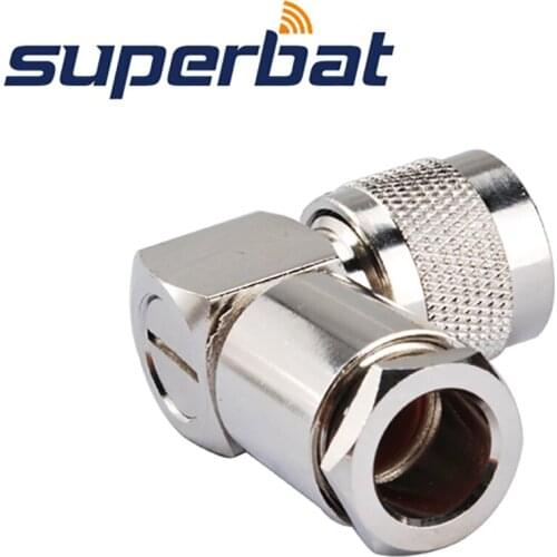 Superbat 10pcs N Clamp Plug Male Right Angle RF Coaxial Connector for Cable RG213 RG8 LMR400