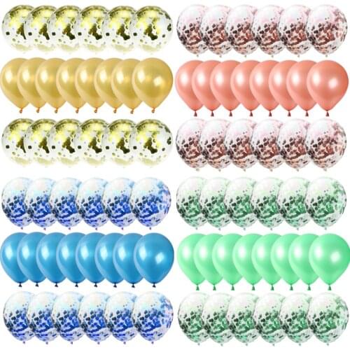 20pcs/lot Rose Gold Green Blue Latex Helium Balloons Colored Confetti Balloon Set Wedding Anniversary Birthday Party Decoration