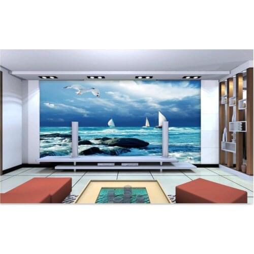 3d photo wallpaper custom 3d wall murals wallpaper The seaside scenery sea TV setting wall paper 3d living room wall decor