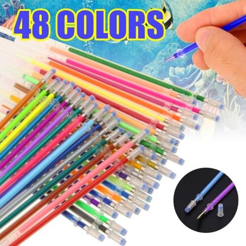 48 Colors Gel Pens Refills 175 * 75 * 20mm Pen Refills Glitter Colored Drawing Painting Craft Letters Marker Writing Stationery