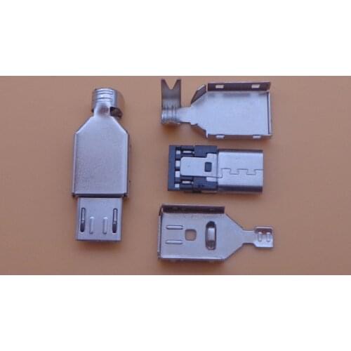 5pcs/lot Micro USB 5PIN Welding Type Male Plug Connector Charger 5P USB Tail Charging jack 4 in 1 Metal Parts