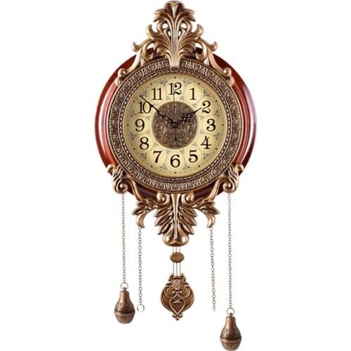 Big Luxury Wall Clock Vintage Large Digital Retro Wood Metal Wall Clock Pendulum Novelty Living Room Wandklok Home Decor AD50WC