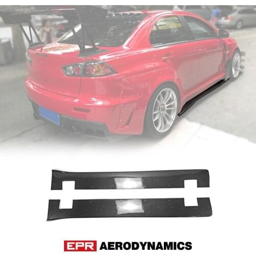 Evolution 10 VRS Style Carbon Fiber Side Skirt Extension (For OE Side Skirt) Glossy Finish Door Add On Step For Mitsubishi EVO X