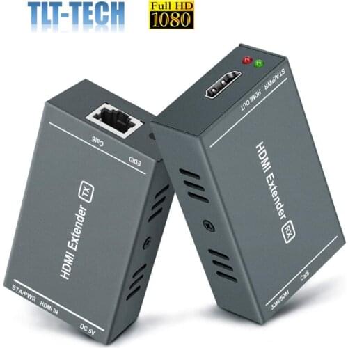 HDMI Extender 1080P@60Hz, 3D, Over Single Cat5e/Cat6/Cat 7 Cable Full HD Uncompressed Transmit Up to 164 Feet(50 Meter) EDID