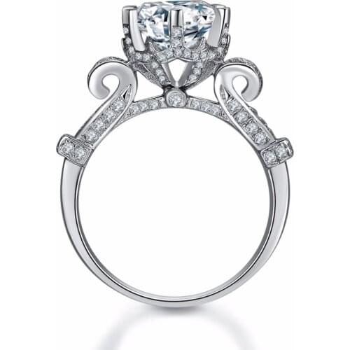 18k Ring Solid White Gold Charming 2CT Quality Brand Diamond Carbon Ring Engagement Jewelry Women Wedding Classic Jewelry