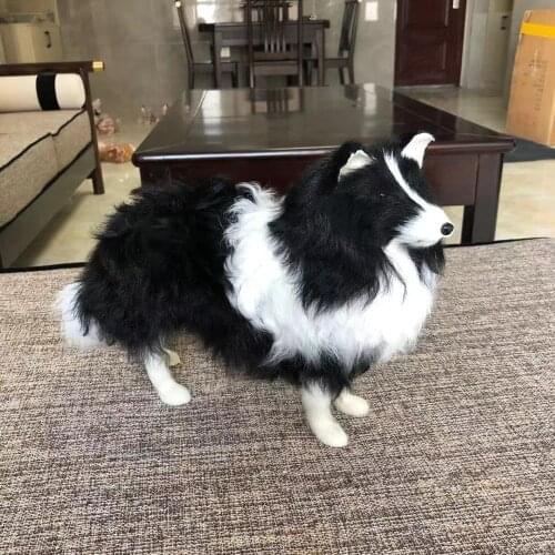 Large 35x25cm black Shepherd dog hard model plastic&furs handicraft ornament home decoration toy gift b0368